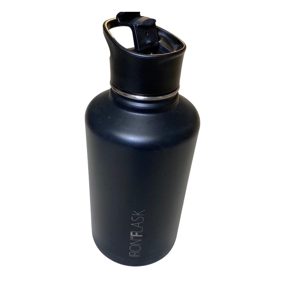 IRON °FLASK 64 oz Insulated Stainless Steel Water Bottle‎ Black Flip Lid